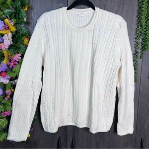 :)🌼3/$30🌼T.W.H. Cable Knit Crew Neck Cream Pullover Sweater Size Medium